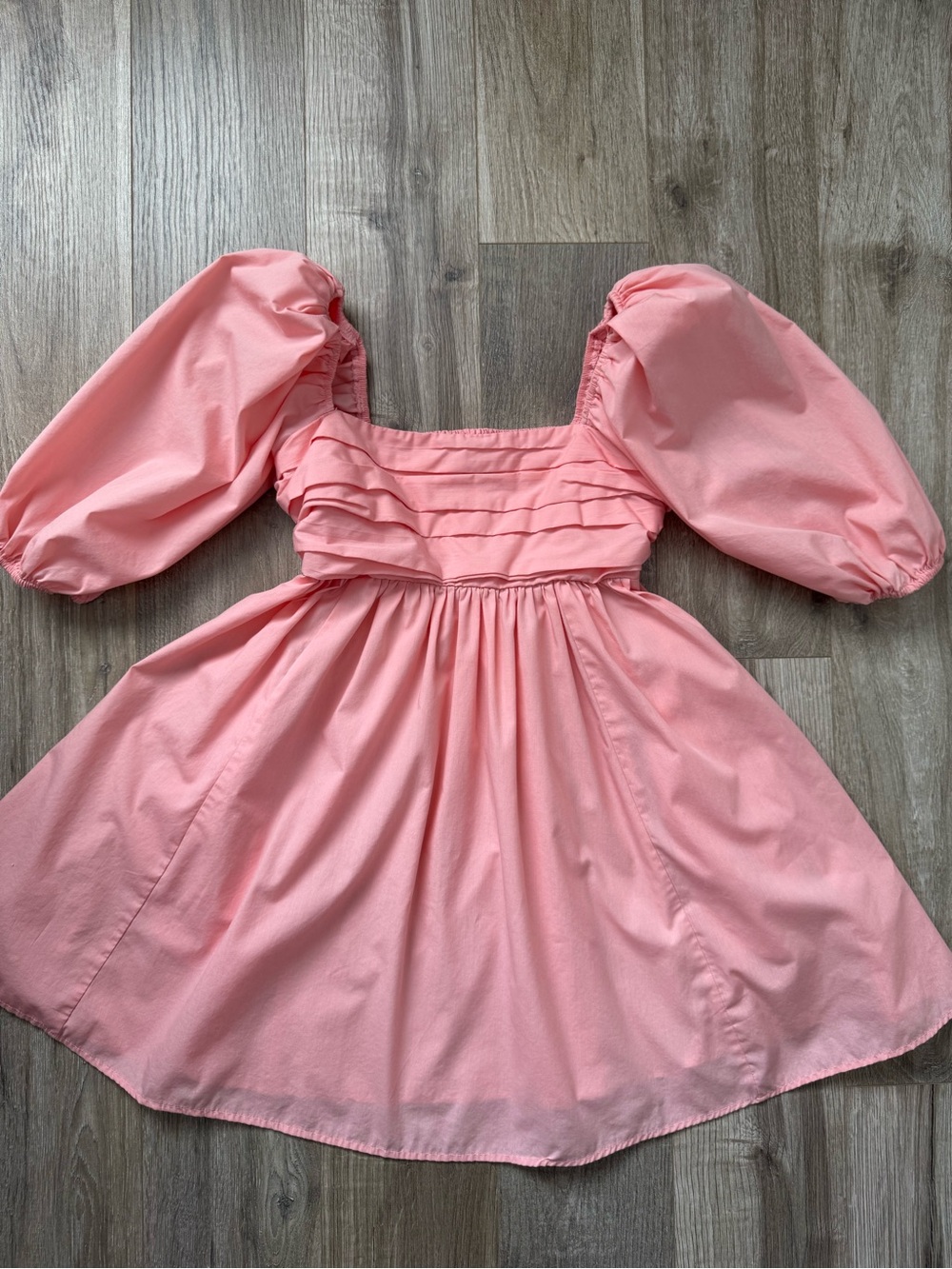 Abercrombie & Fitch Ruched Bodice Puff Sleeve Mini Dress Pink Size S - Picture 5 of 10